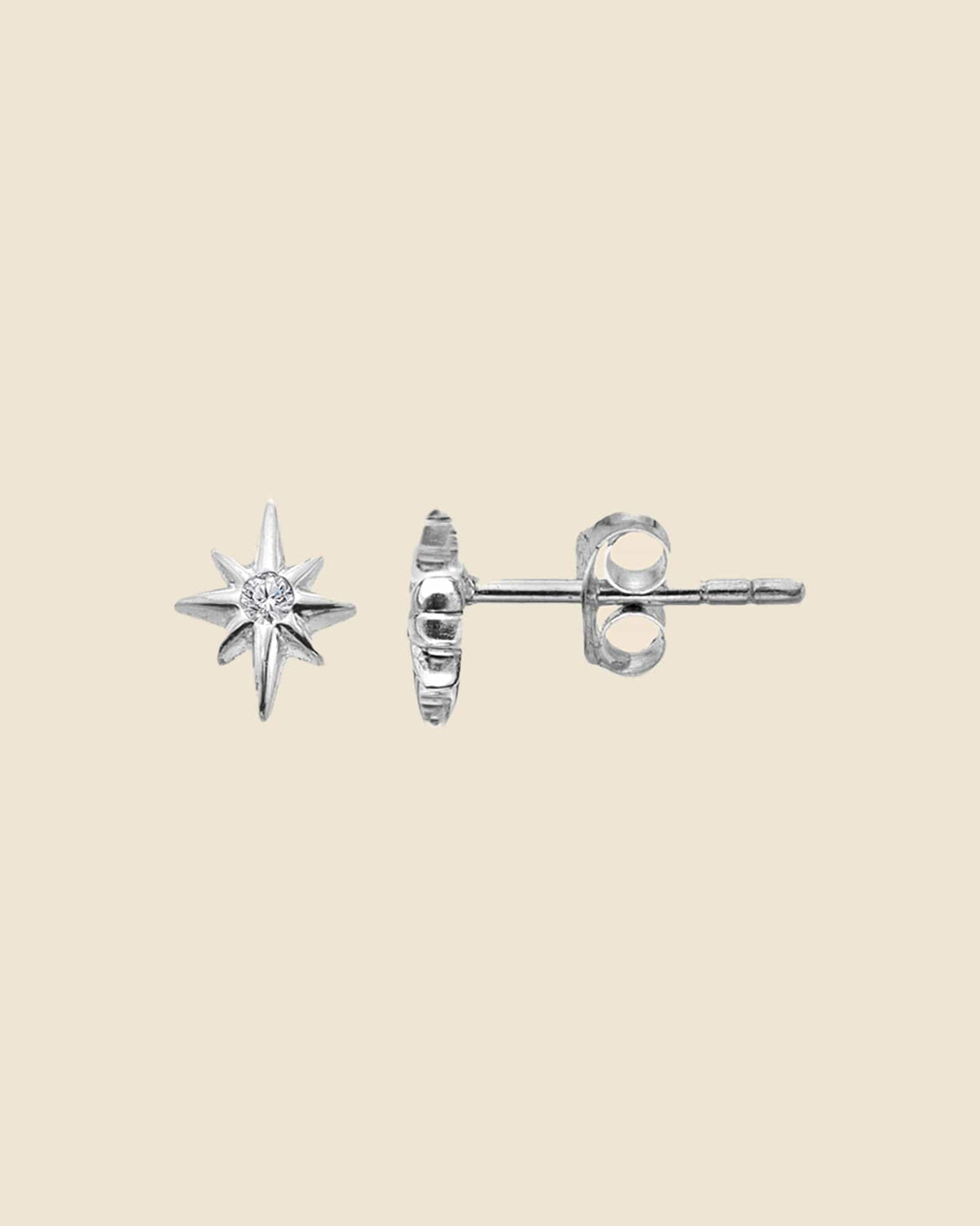 Sterling Silver and Cubic Zirconia North Star Studs