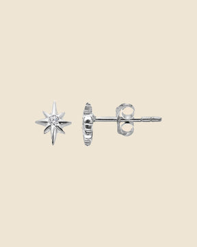 Sterling Silver and Cubic Zirconia North Star Studs