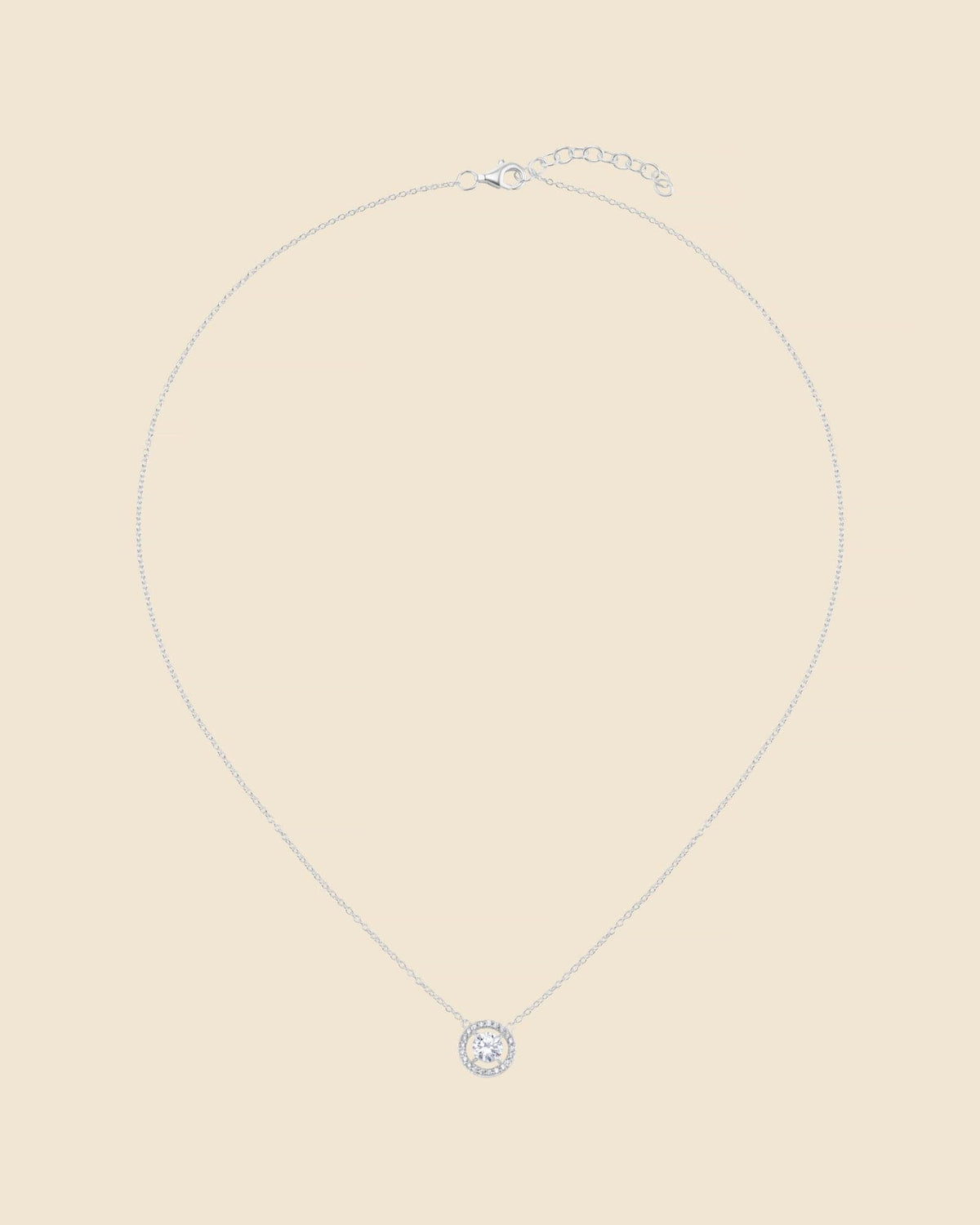 Sterling Silver and Cubic Zirconia Halo Inline Necklace