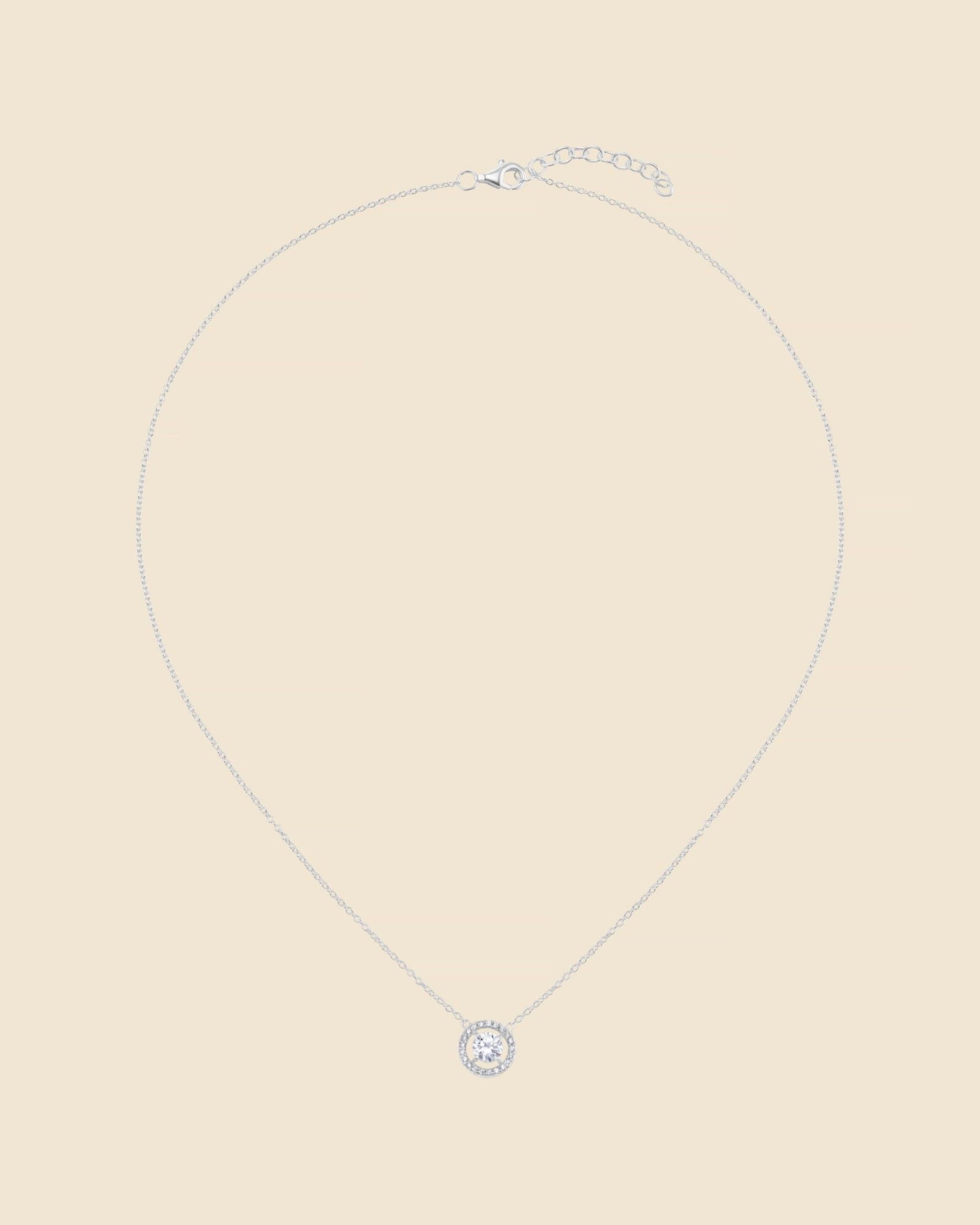 Sterling Silver and Cubic Zirconia Halo Inline Necklace