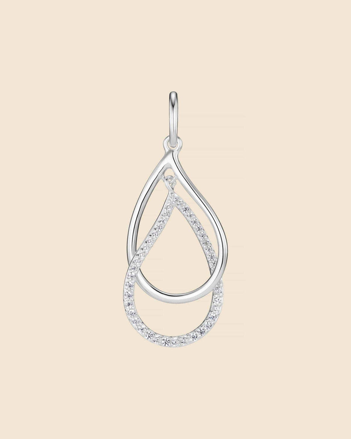 Sterling Silver and Cubic Zirconia Flowing Teardrop Pendant