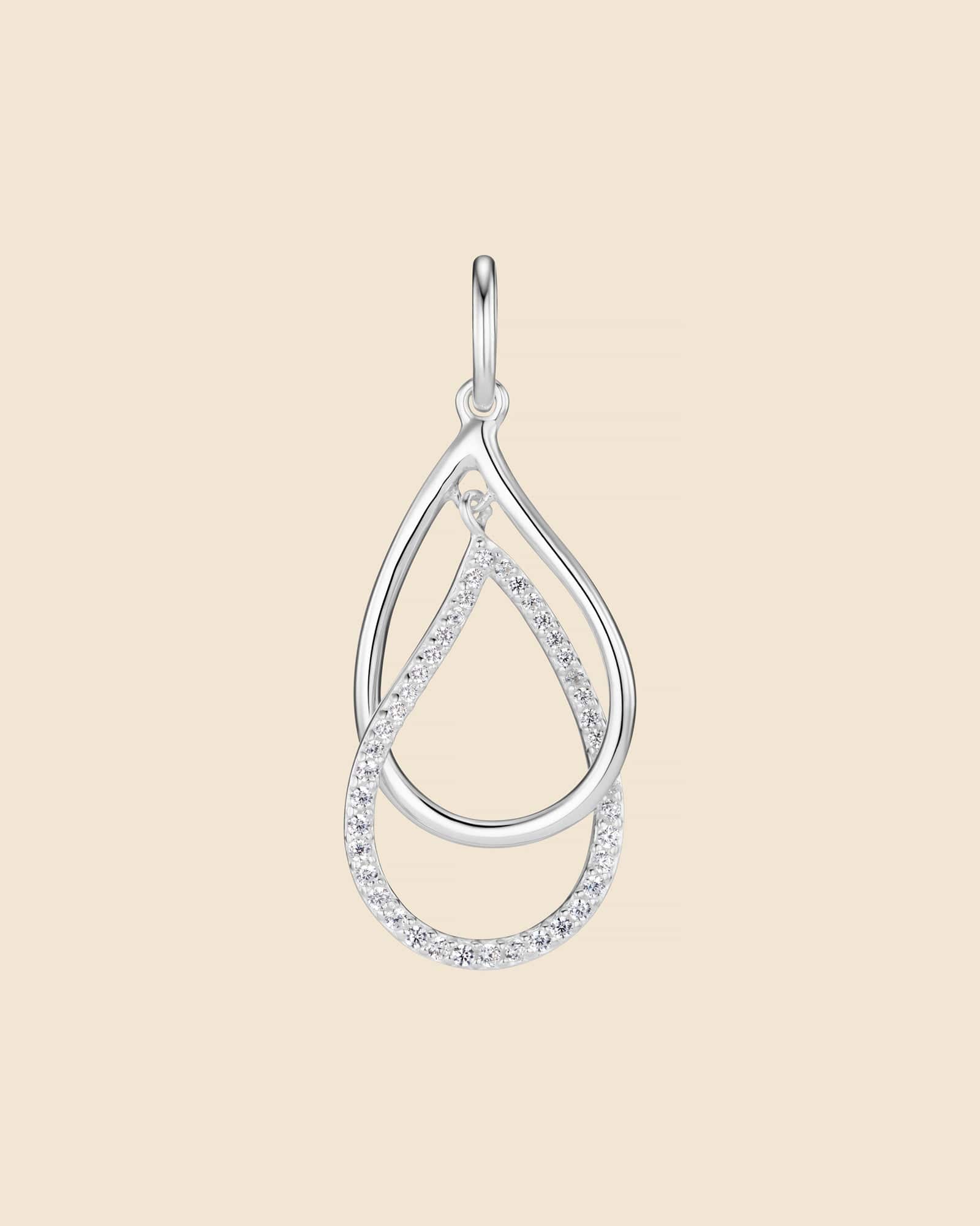 Sterling Silver and Cubic Zirconia Flowing Teardrop Pendant