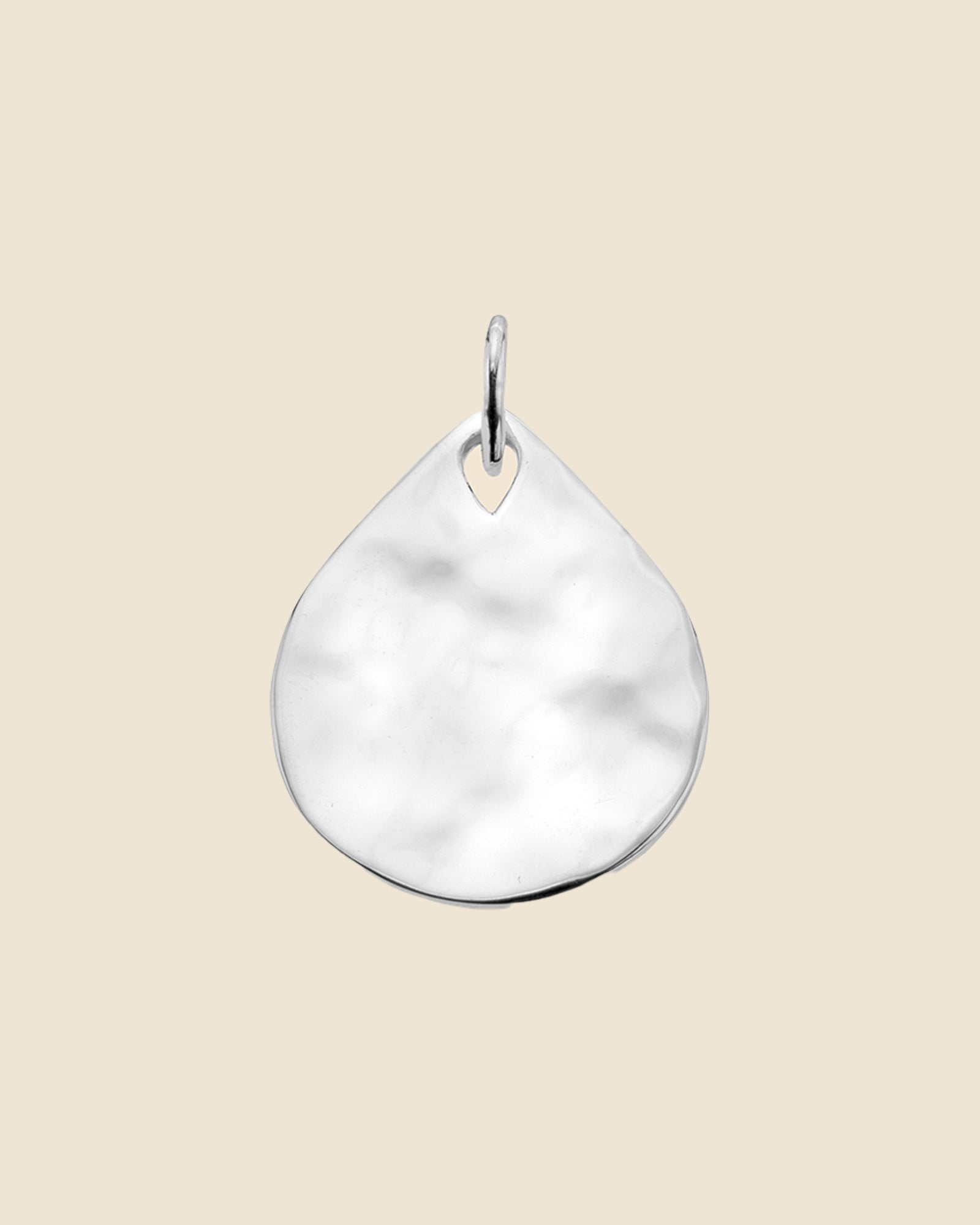 Sterling Silver Large Hammered Teardrop Pendant