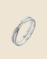 Sterling Silver Hammered Crossover Double Band Ring