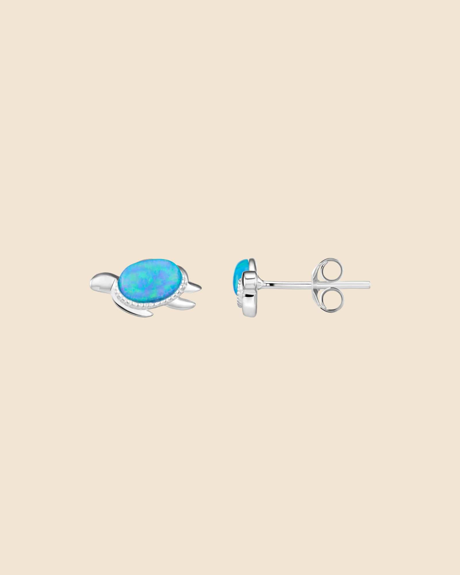 Sterling Silver and Opal Turtle Studs