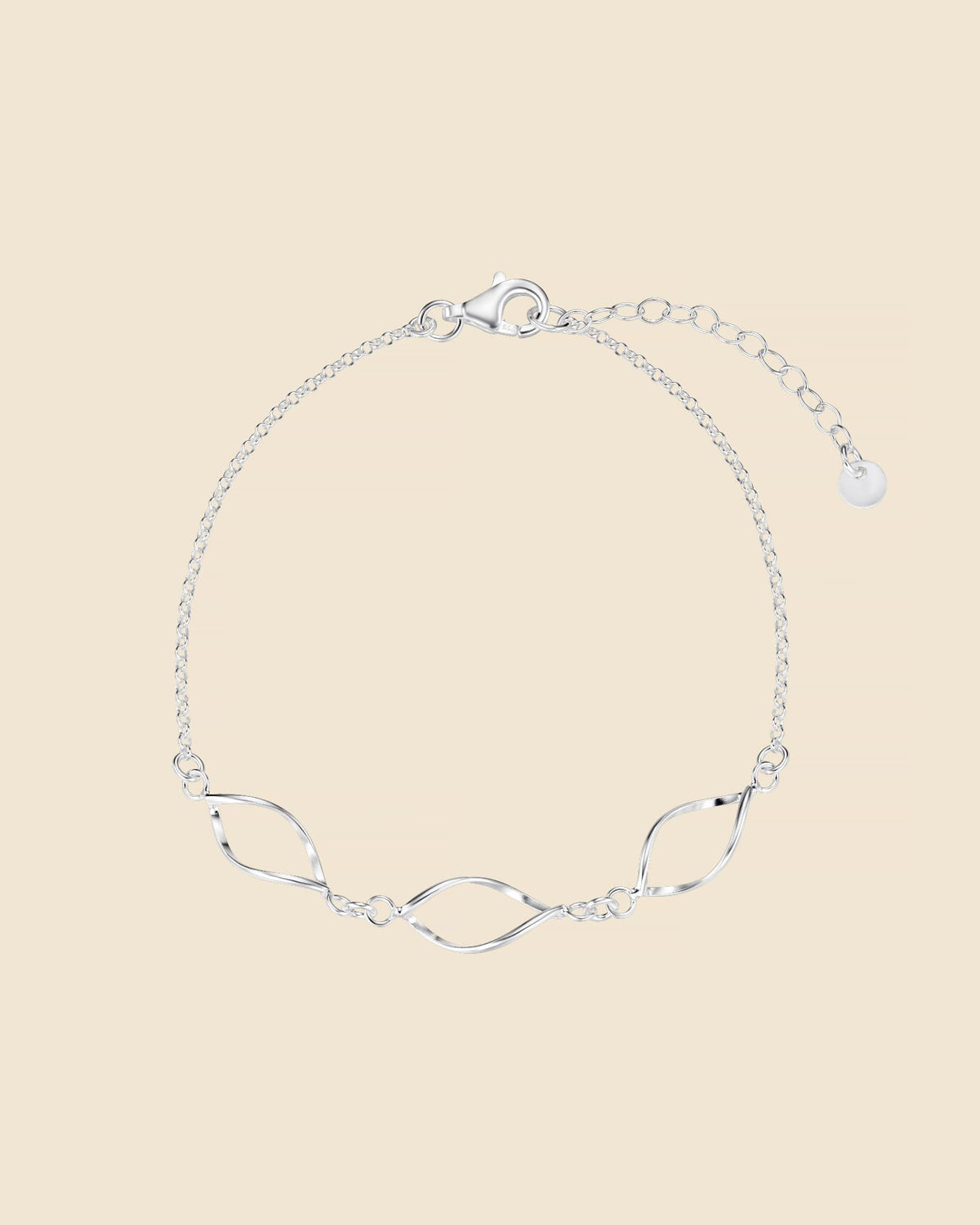 Sterling Silver Twisted Marquise Link Bracelet