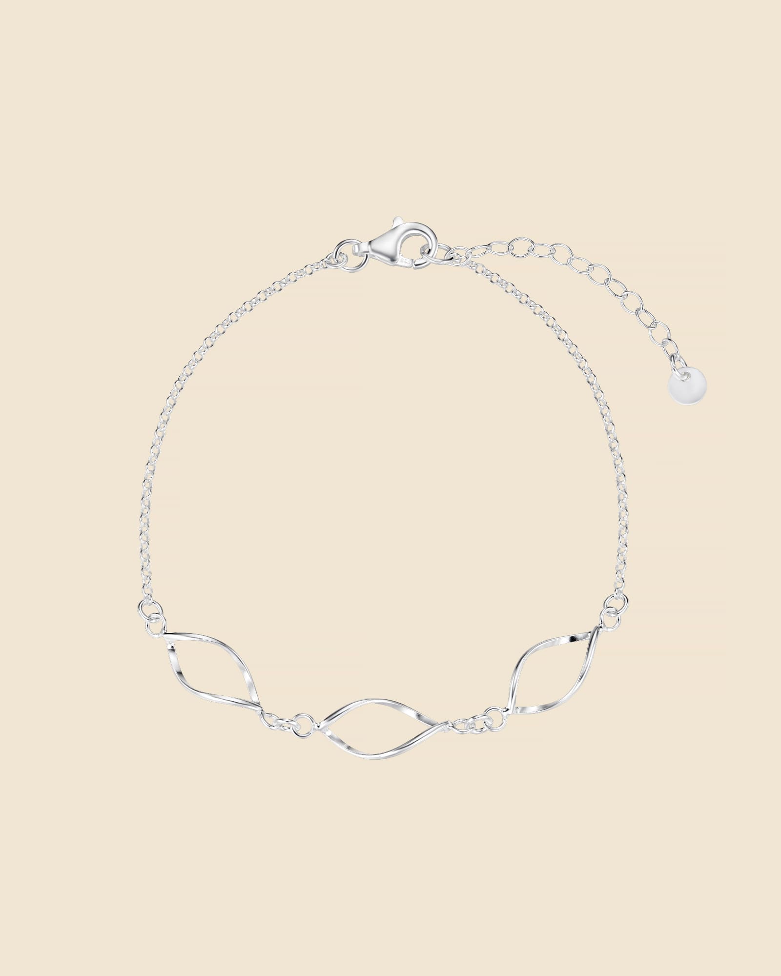 Sterling Silver Twisted Marquise Link Bracelet