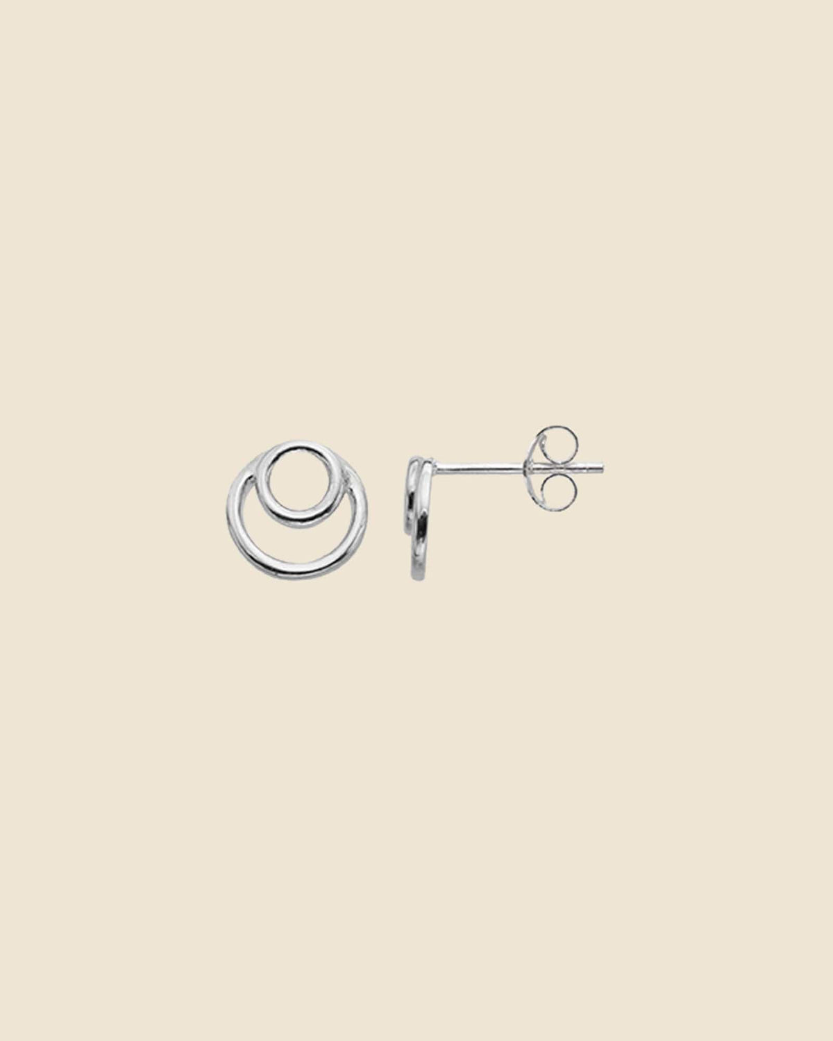 Sterling Silver Simple Double Circle Studs