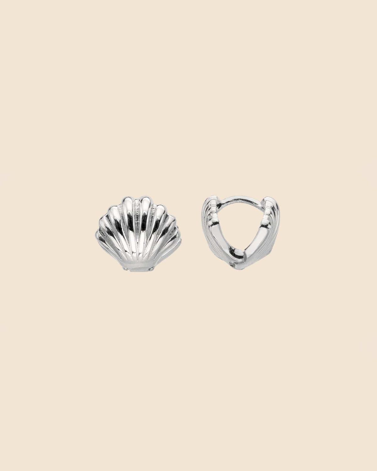 Sterling Silver Hinged Clam Huggie Hoops