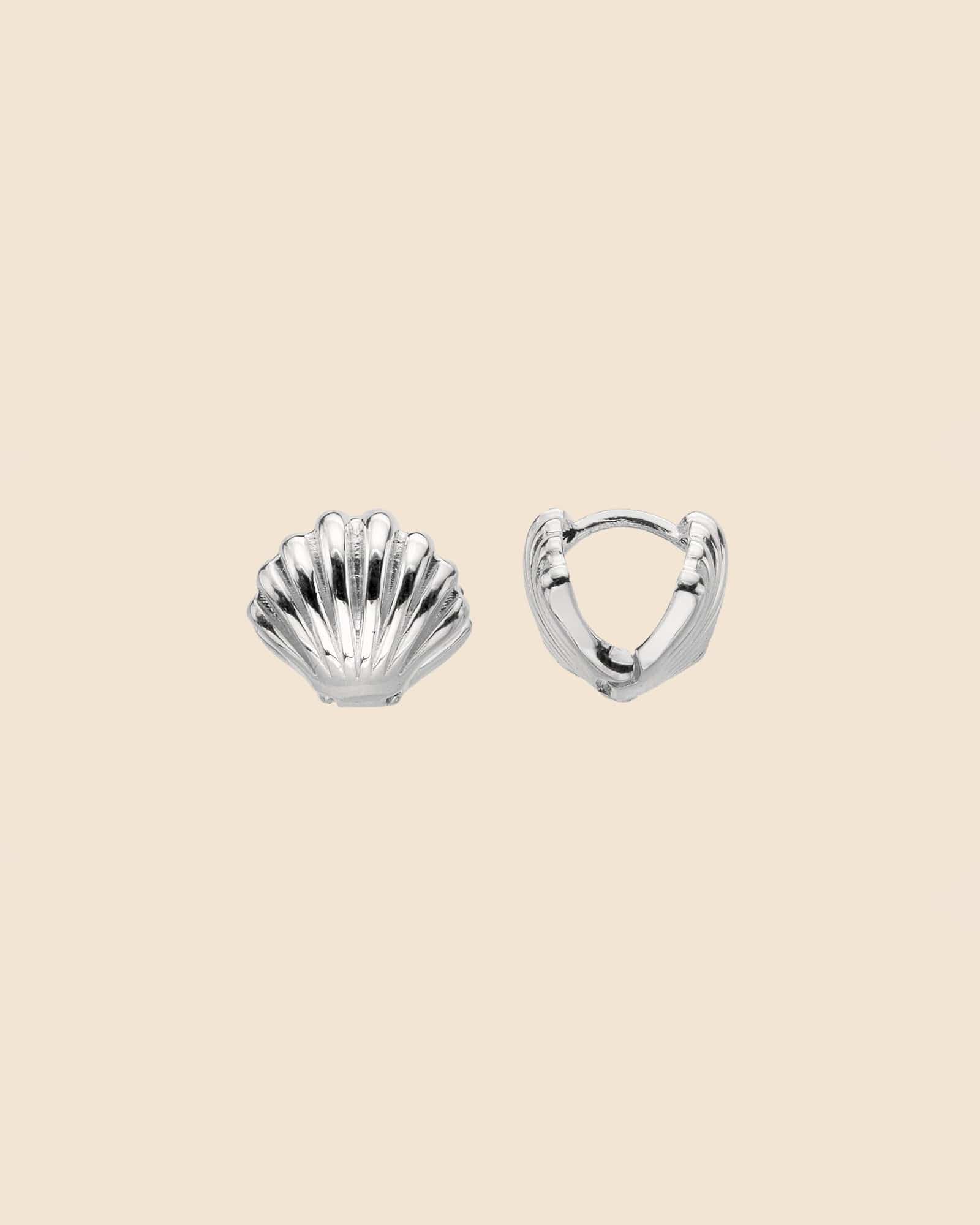 Sterling Silver Hinged Clam Huggie Hoops