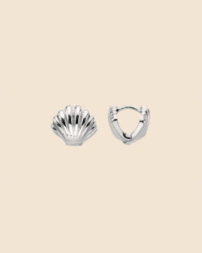 Sterling Silver Hinged Clam Huggie Hoops