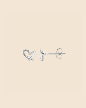 Sterling Silver Scribble Heart Studs