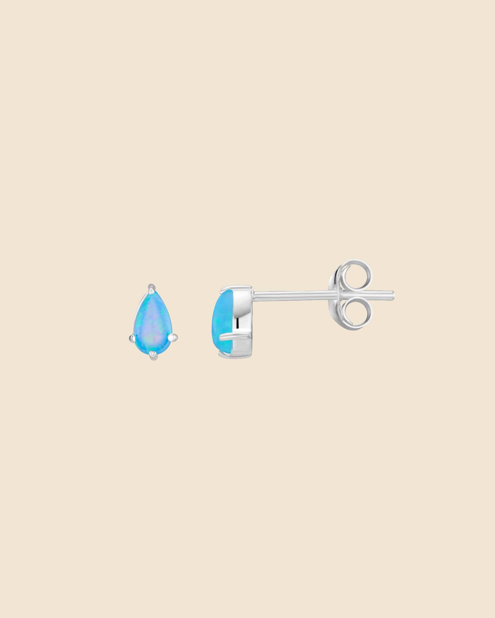 Sterling Silver and Opal Teardrop Studs