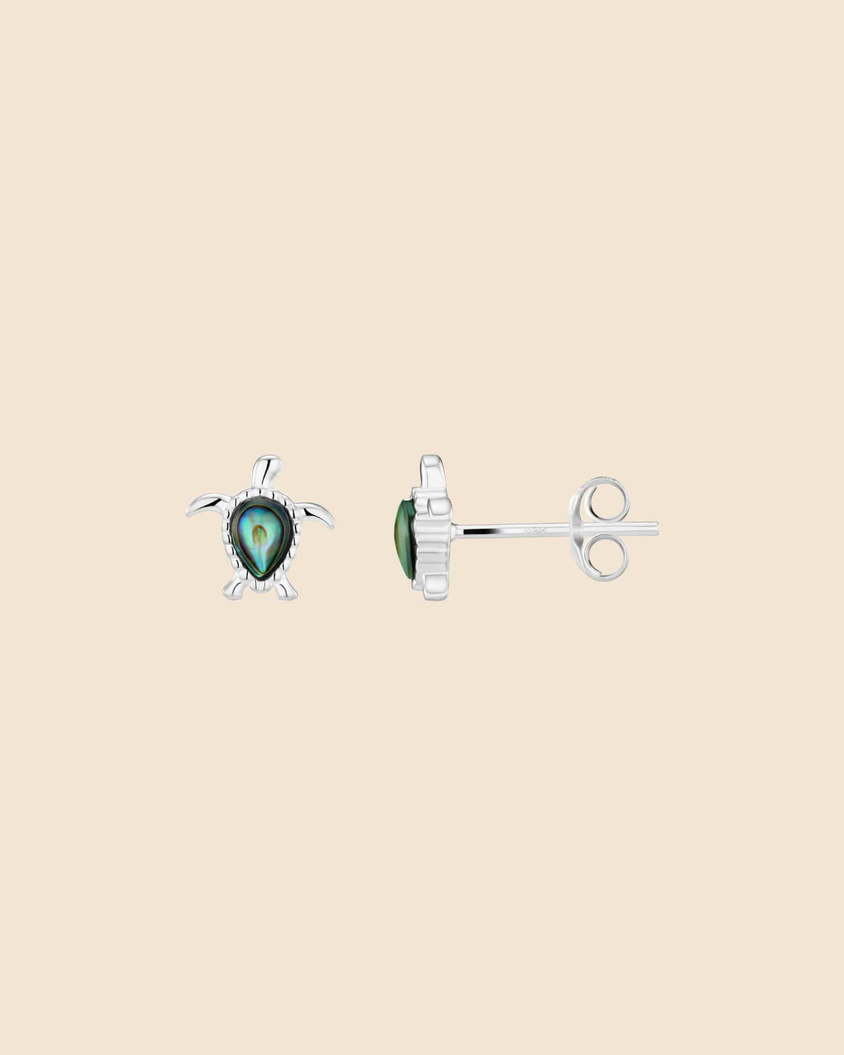 Sterling Silver and Paua Shell Mini Turtle Studs