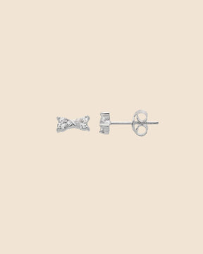 Sterling Silver and Cubic Zirconia Simple Bow Studs