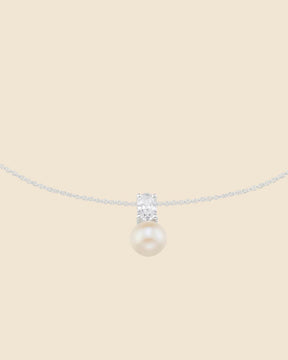 Sterling Silver, Cubic Zirconia and Freshwater Pearl Classic Necklace