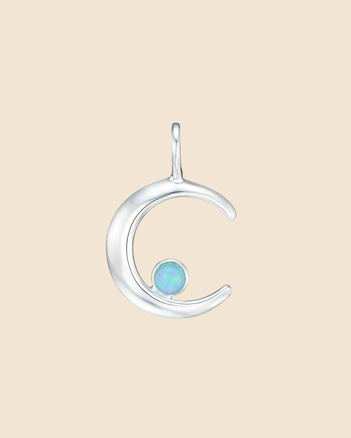 Sterling Silver and Opal Crescent Moon Pendant