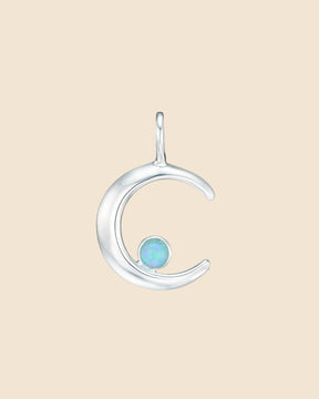 Sterling Silver and Opal Crescent Moon Pendant