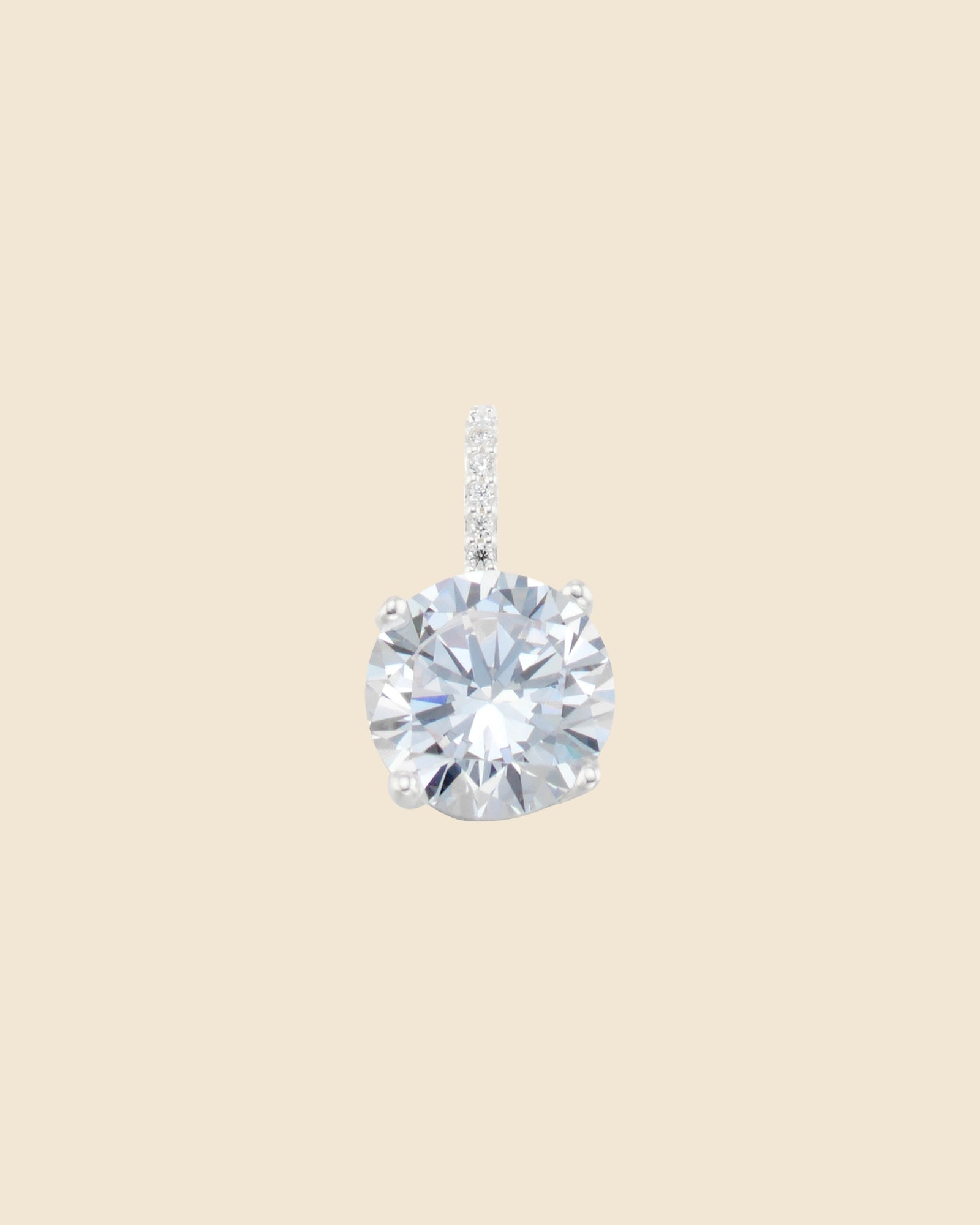 Sterling Silver and Cubic Zirconia Large Solitaire Pendant