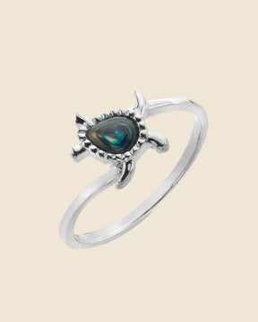 Sterling Silver and Paua Shell Turtle Ring