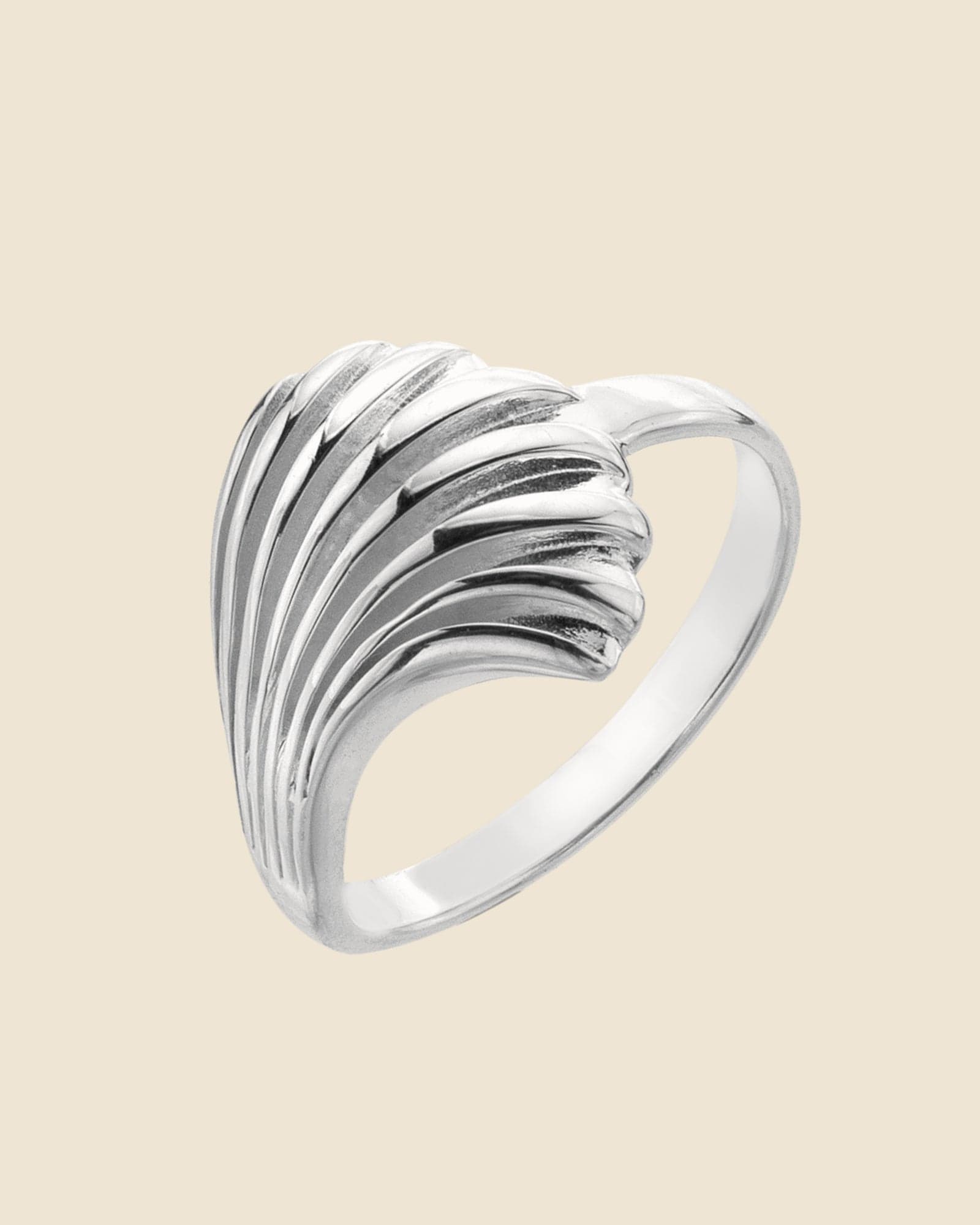 Sterling Silver Swooping Clam Ring