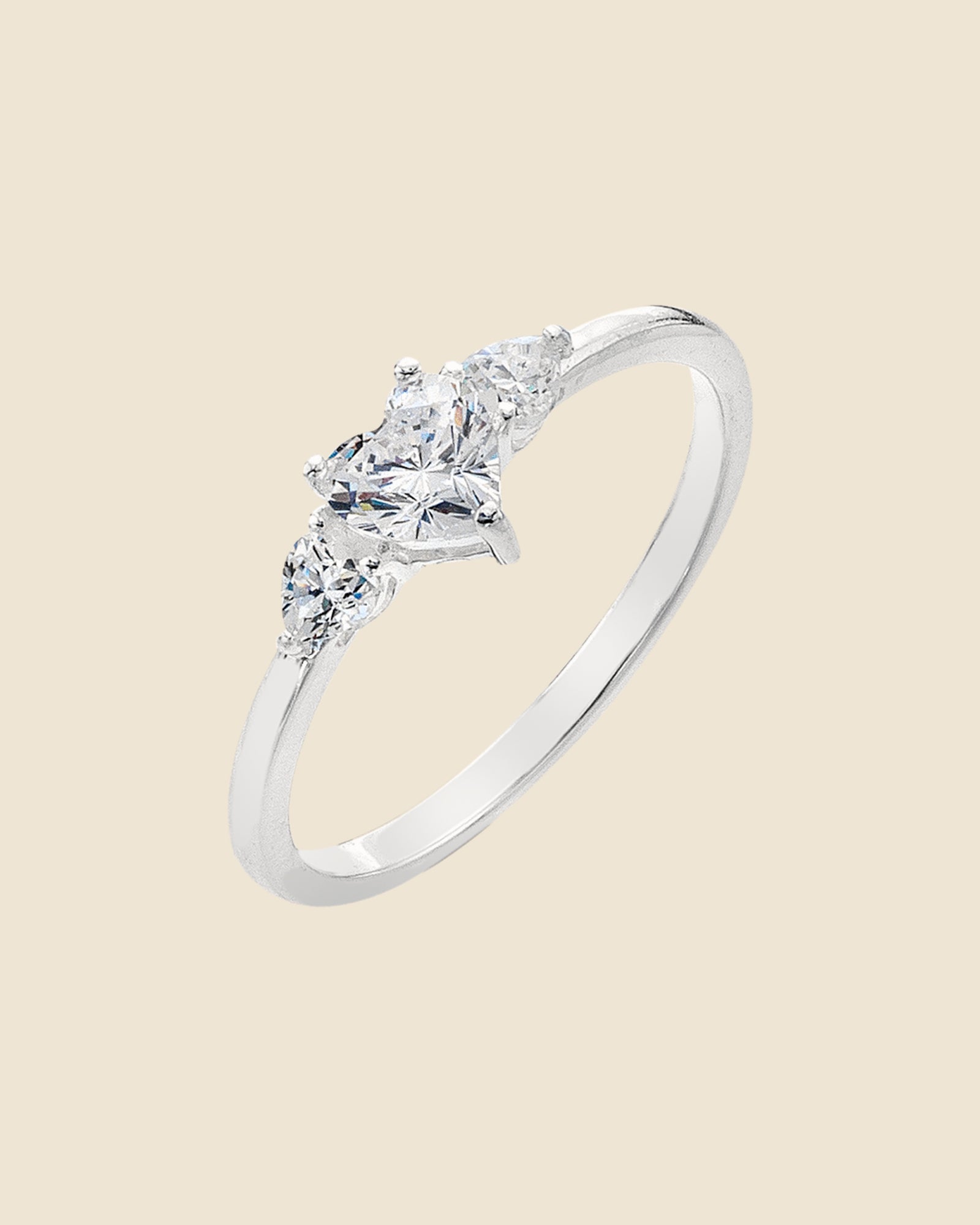 Sterling Silver and Cubic Zirconia Three Heart Ring