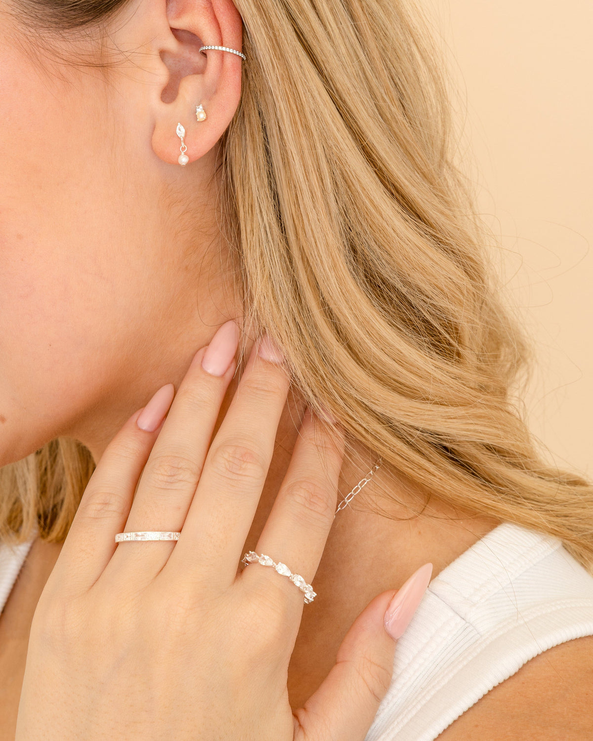 Cubic Zirconia Inline Pear Eternity Band Ring