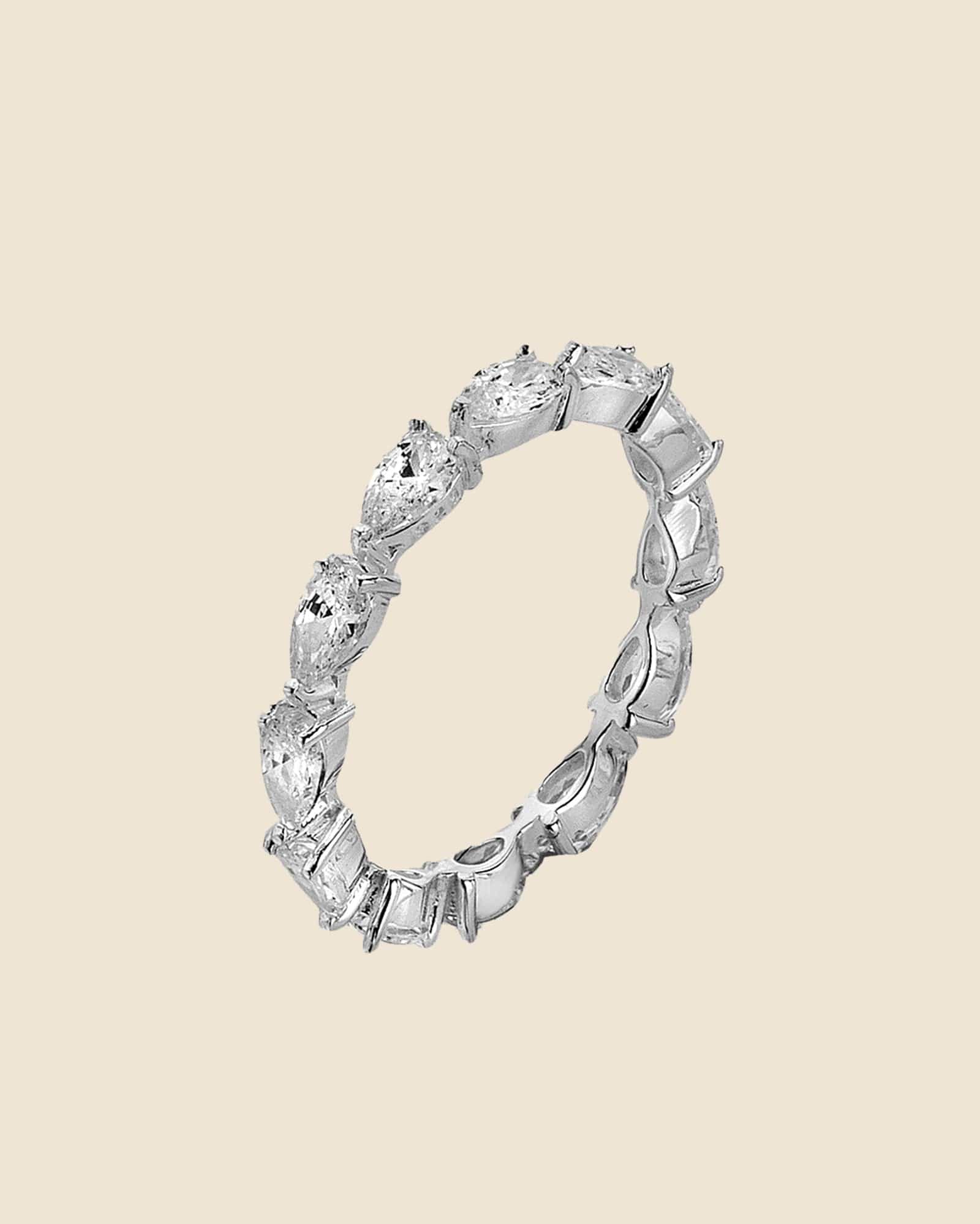 Cubic Zirconia Inline Pear Eternity Band Ring