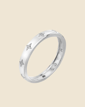 Cubic Zirconia North Star Studded Band Ring