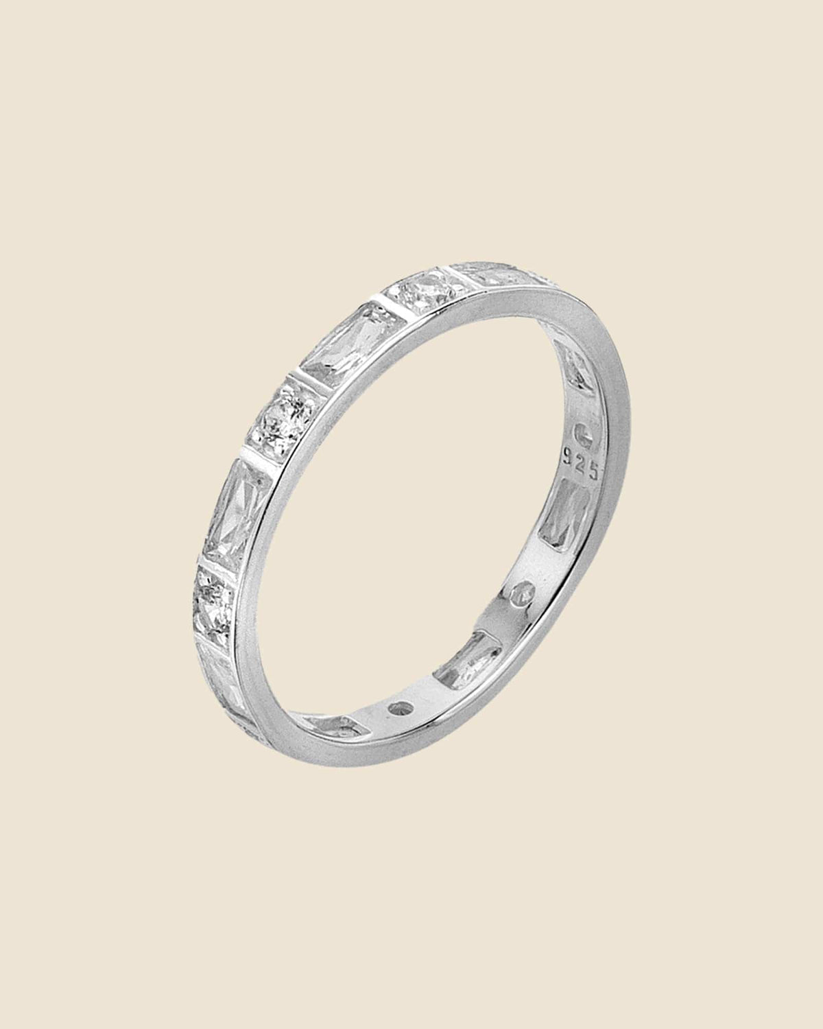 Cubic Zirconia Baguette And Round Eternity Band Ring