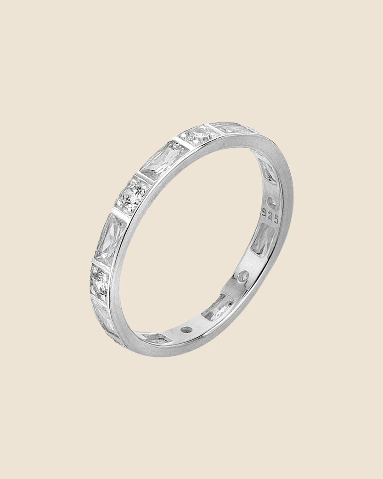Cubic Zirconia Baguette And Round Eternity Band Ring