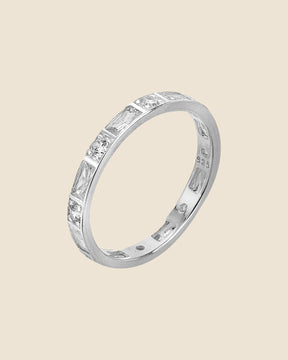 Cubic Zirconia Baguette And Round Eternity Band Ring