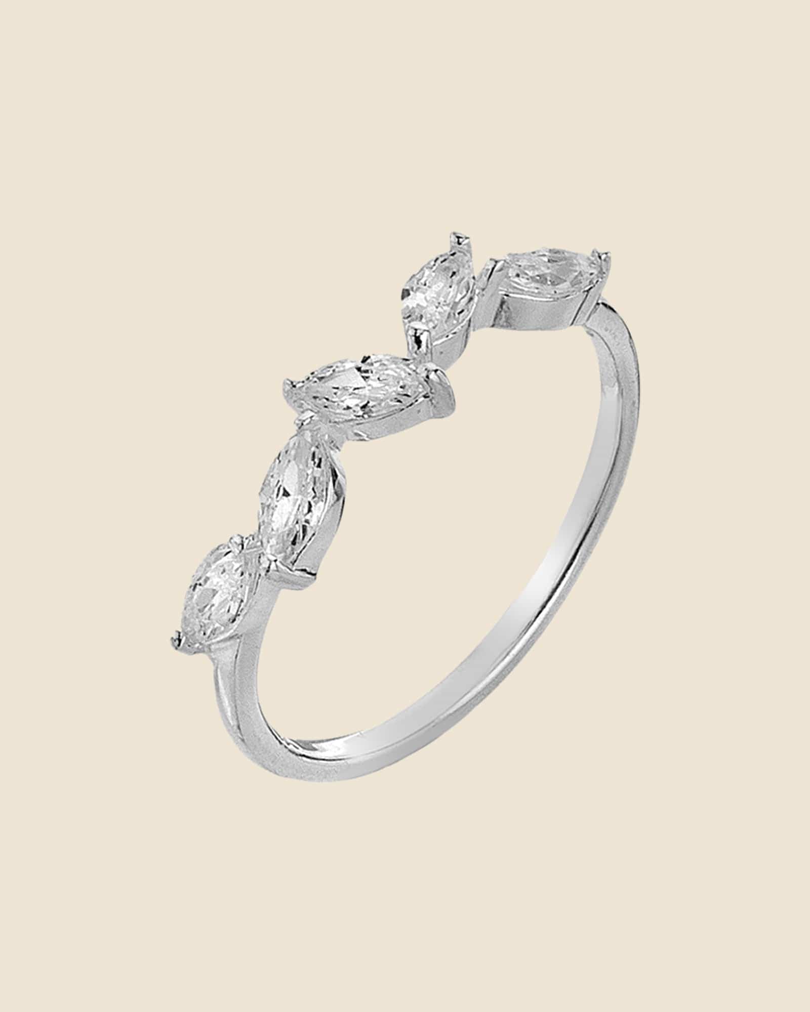Cubic Zirconia Marquise 5 Stone Juxta Ring