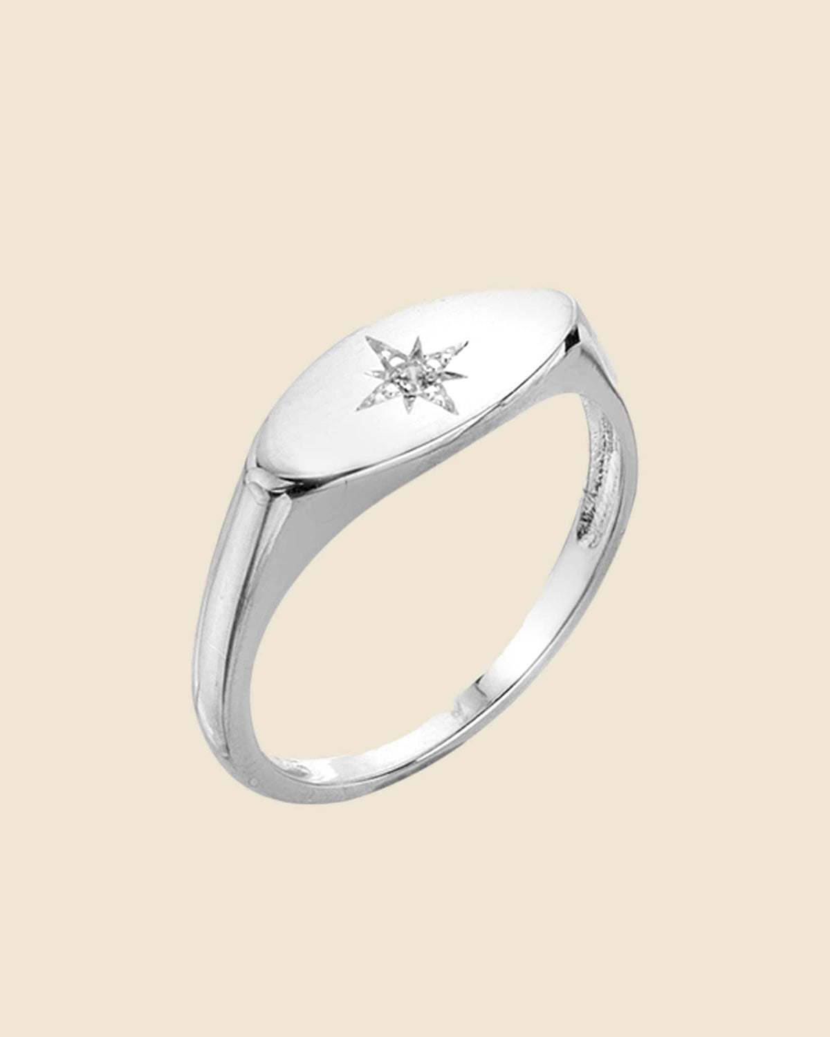 Cubic Zirconia North Star Oval Signet Ring