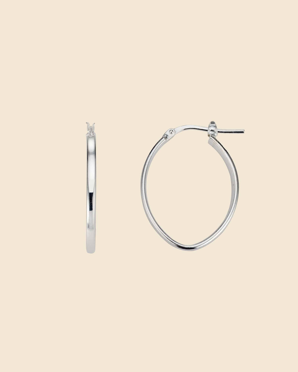Sterling Silver Pointed Oval Hoops
