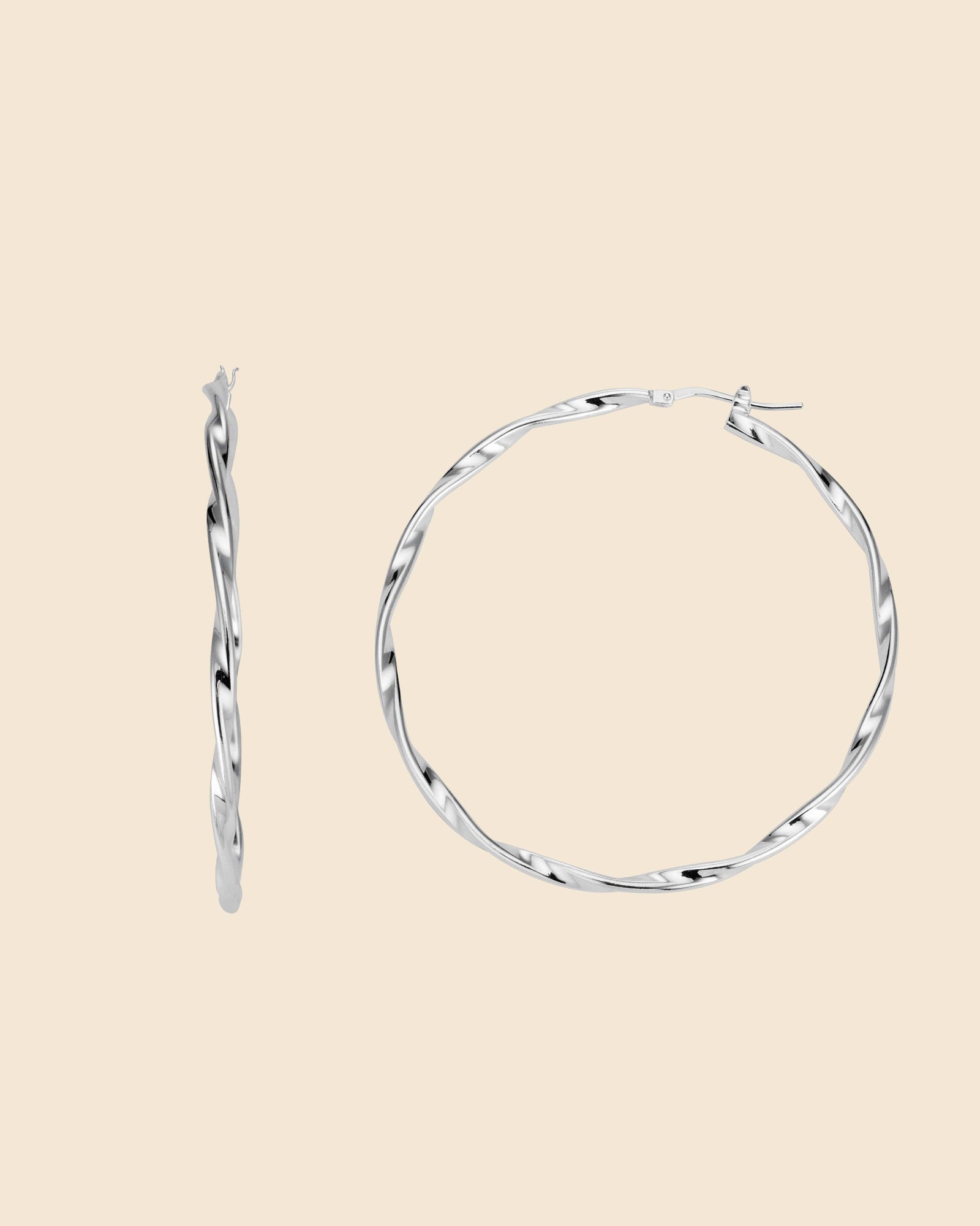 Sterling Silver Large Twisted Hoops
