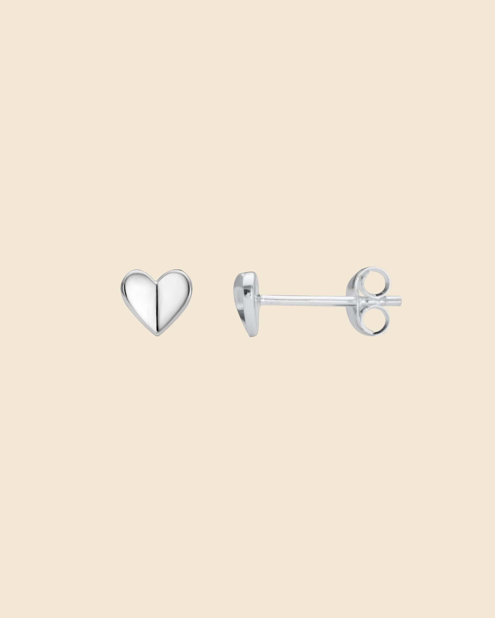Sterling Silver Mini Folded Heart Studs