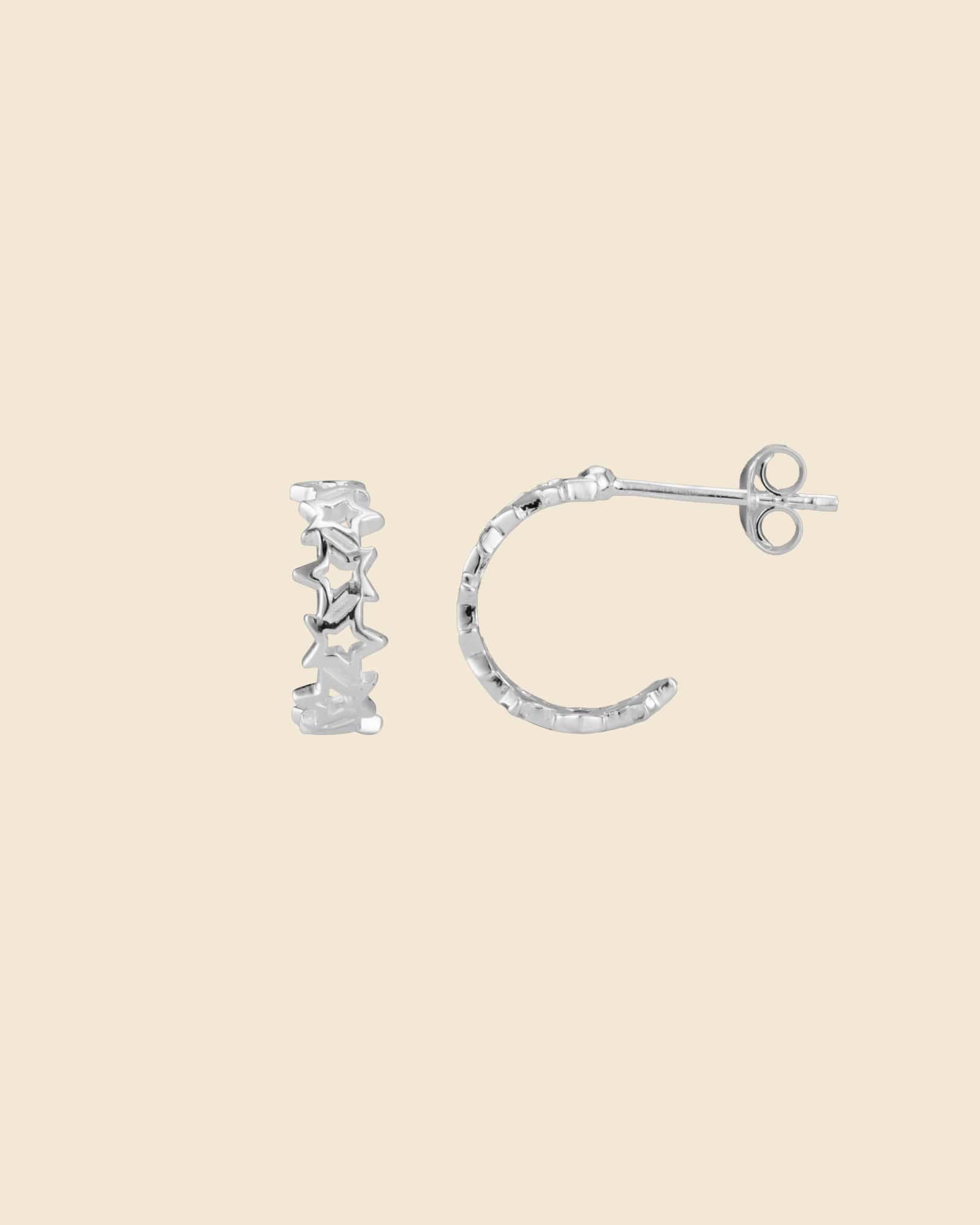 Sterling Silver Star Outline Hoops