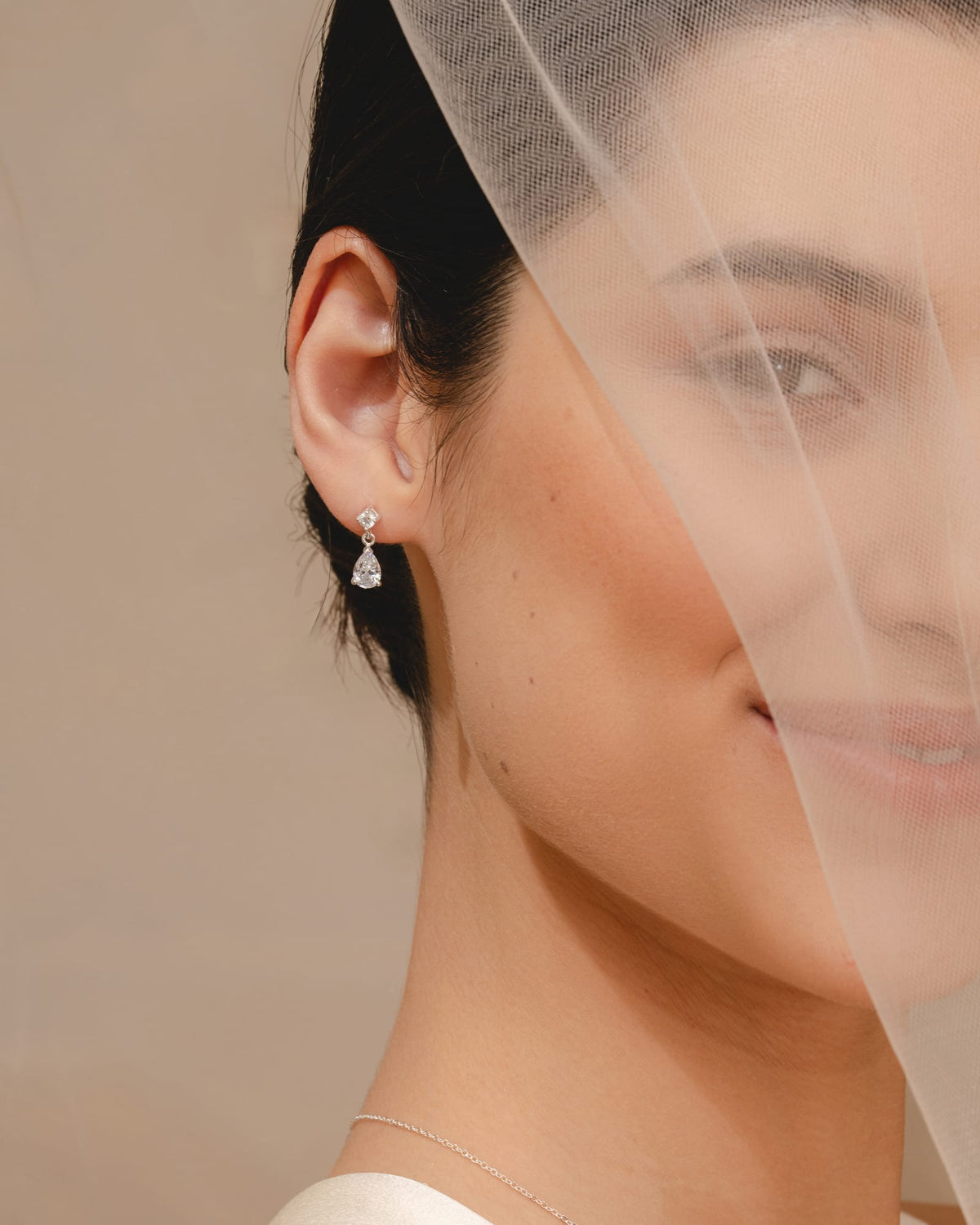 Sterling Silver and Cubic Zirconia Teardrop Earrings