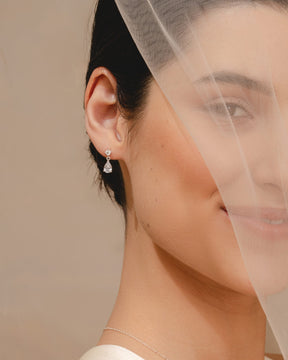 Sterling Silver and Cubic Zirconia Teardrop Earrings