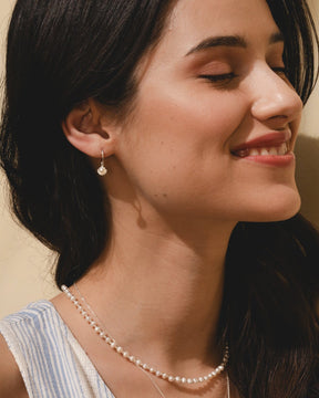 Sterling Silver and Pearl Scallop Charm Hoops
