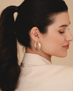 Sterling Silver Statement Three Strand Hoops
