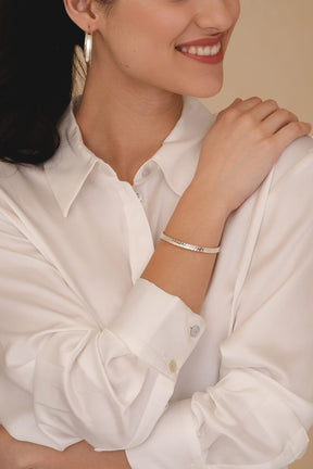 Sterling Silver Hammered Concaved Cuff Bangle