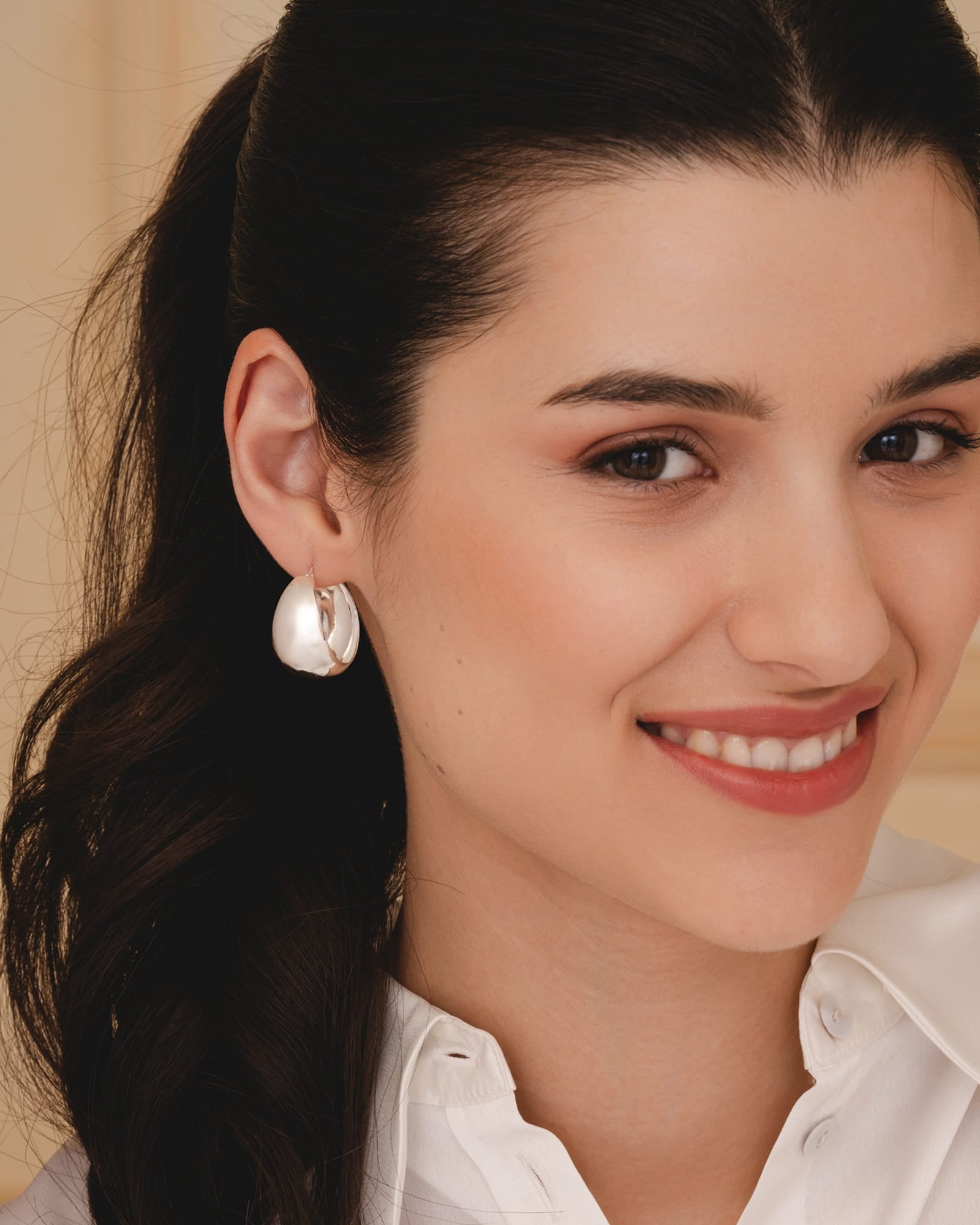 Sterling Silver Dome Hoops