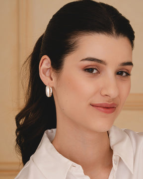 Sterling Silver D Shaped Chunky Hoops