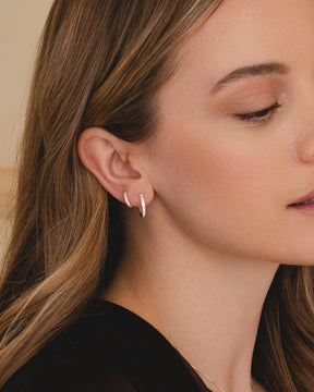 Sterling Silver and Cubic Zirconia Classic Channel Set Hoops