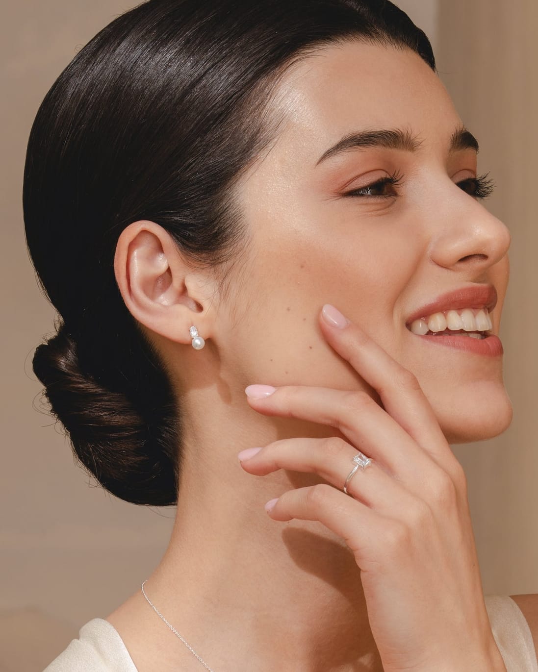 Sterling Silver, Cubic Zirconia and Freshwater Pearl Stud Earrings