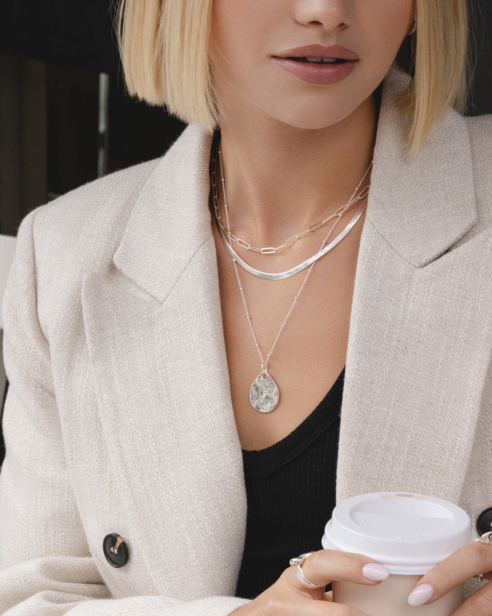 Sterling Silver Fine Herringbone Necklace