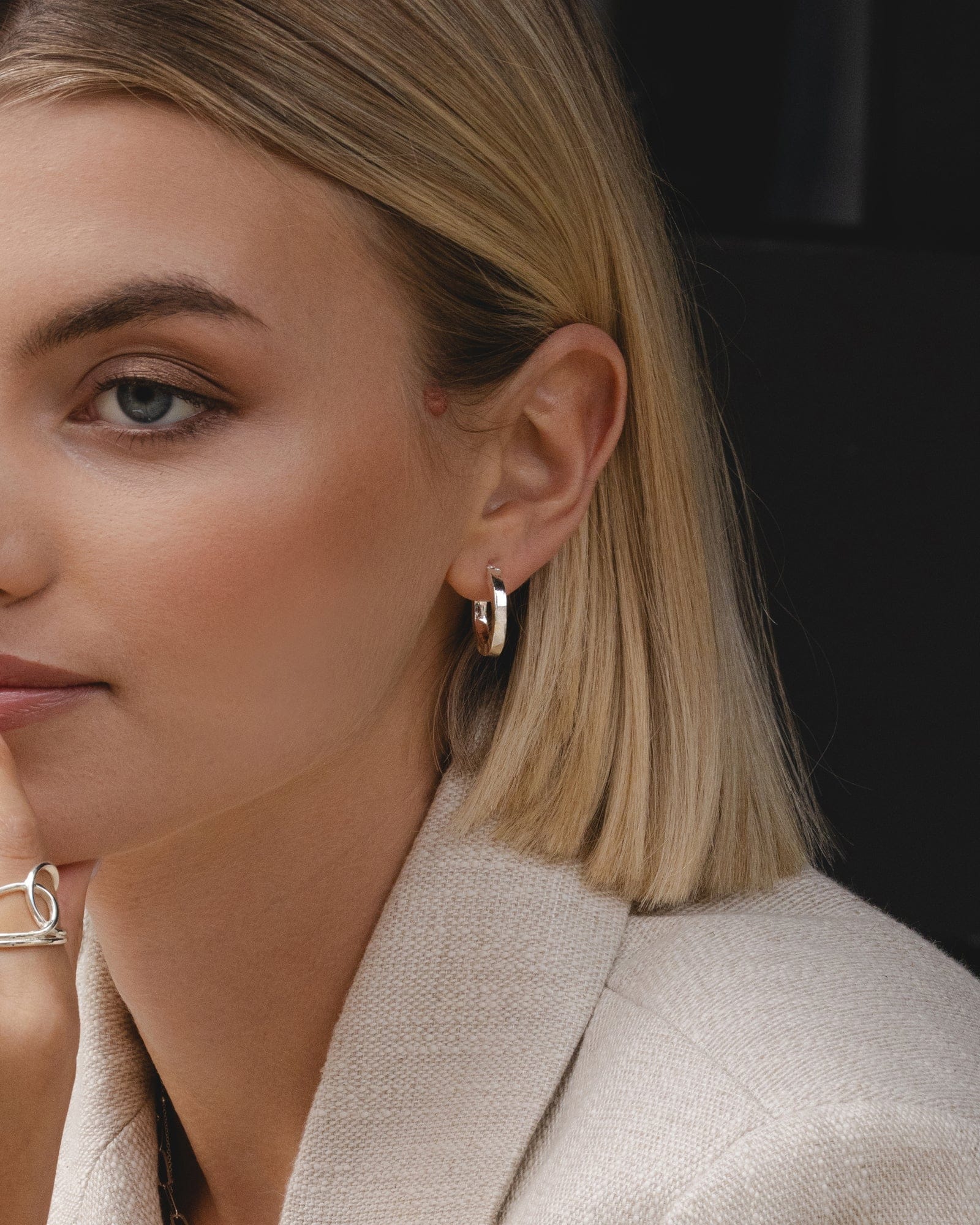 Sterling Silver Hammered Square Tube Hoops