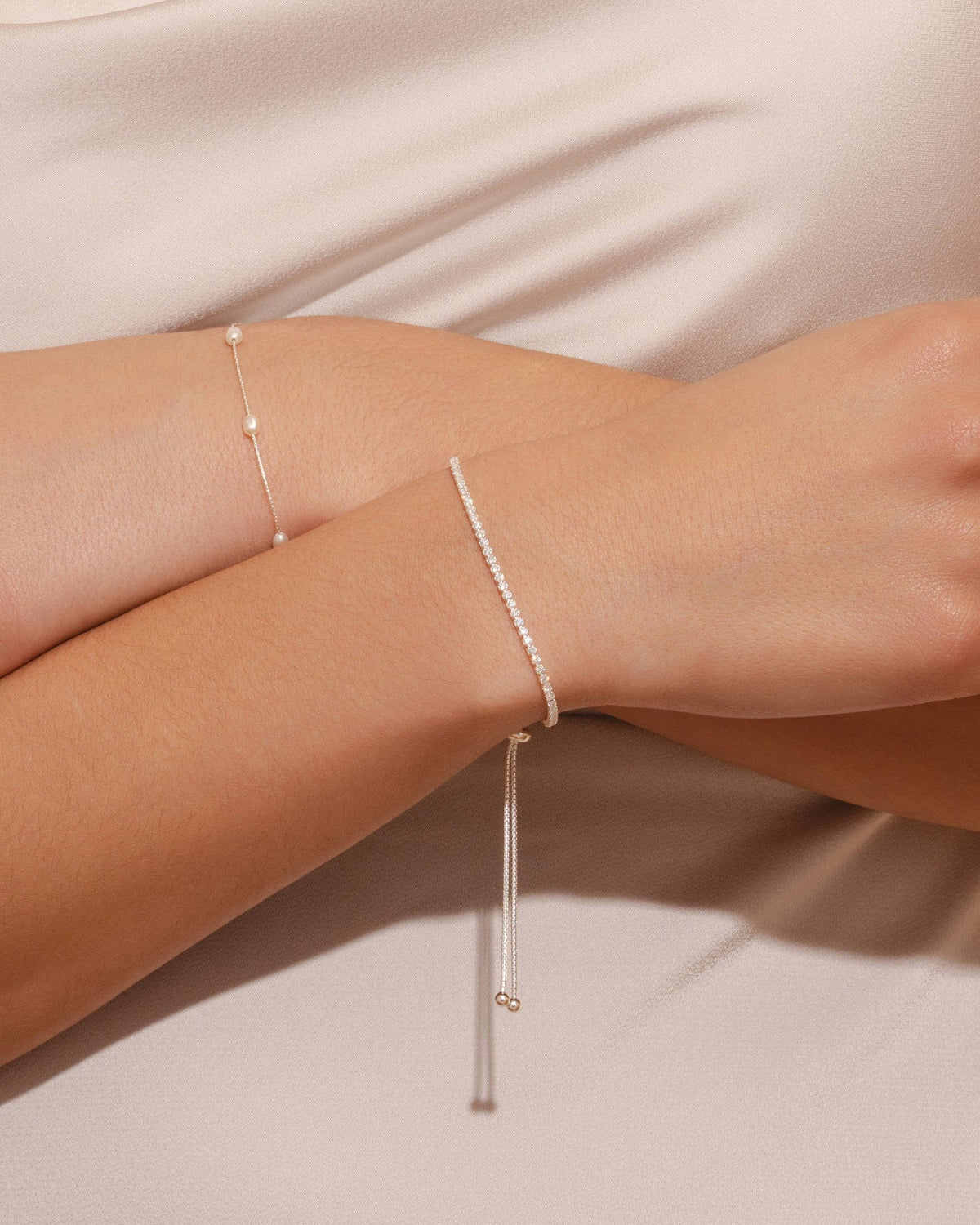 Sterling Silver and Cubic Zirconia Delicate Slider Bracelet